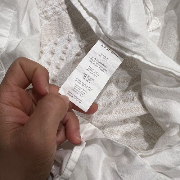 West Elm Modern Geo Standard Shams Set Of 2 White beige neutral farmhouse boho - Picture 4 of 7